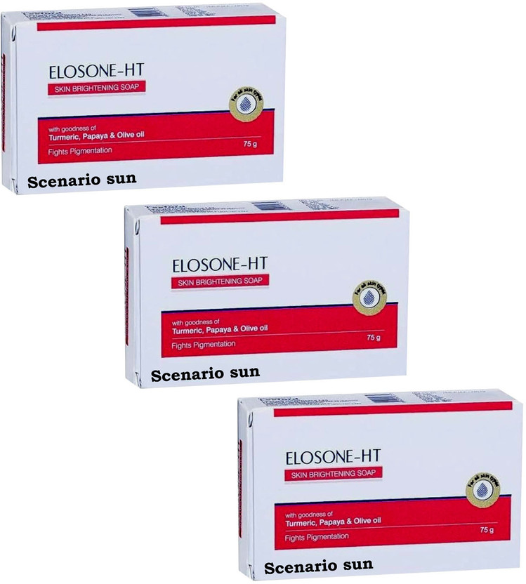 Scenario sun Elosone HT Skin Brightening Soap with Turmeric Papaya & Olive Oil Pack of 3(3 x 75 g)