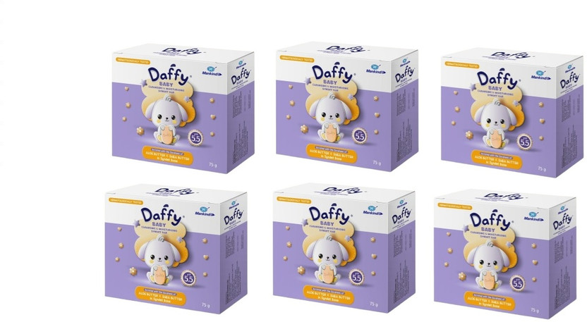 Daffy Cleansing and mosturizing Baby Soap ,75g(6 x 75 g)