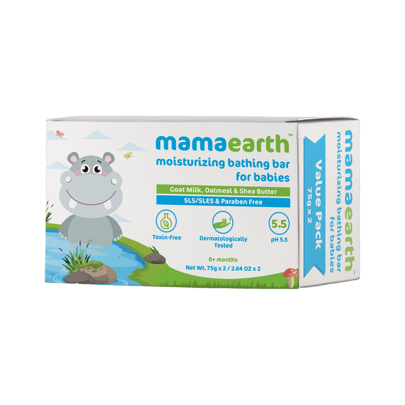 Mamaearth Moisturizing Baby Bathing Soap Bar pH 5.5 with Goat Milk and Oatmeal, 75g (Pack of 2)(2 x 75 g)
