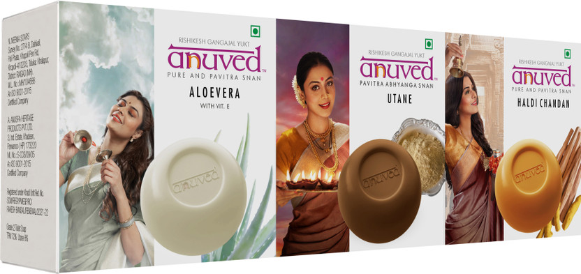 Anuved Anuved Nourishing Combo pack of 3 Herbal Soaps (125Gm Each) - Aloevera, Ubtan and Haldi Raktachandan(3 x 125 g) - Flipkart Deal