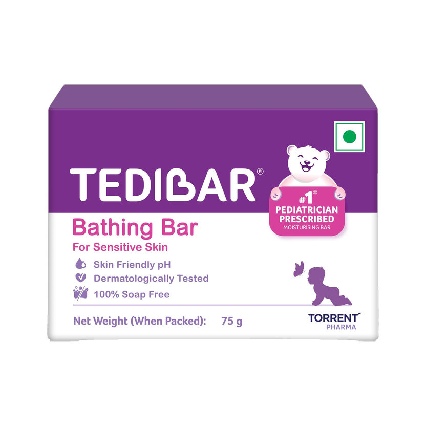 Tedibar Moisturising Baby Bathing Bar | 100% Soap Free | Skin Friendly pH - By Torrent(75 g)
