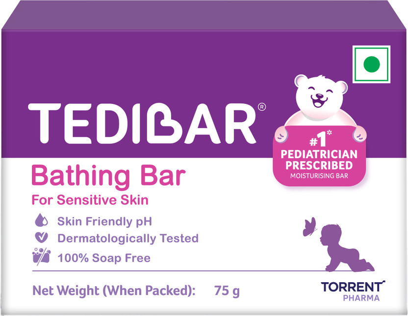Tedibar Moisturising Baby Bathing Bar | 100% Soap Free | Skin Friendly pH - By Torrent(75 g)