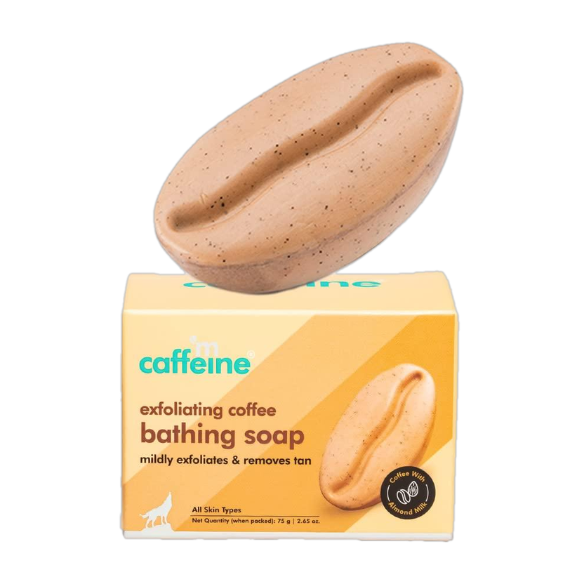 mCaffeine Exfoliating Coffee Bath Soap for Tan Removal & Moisturization with Almond Milk(75 g)