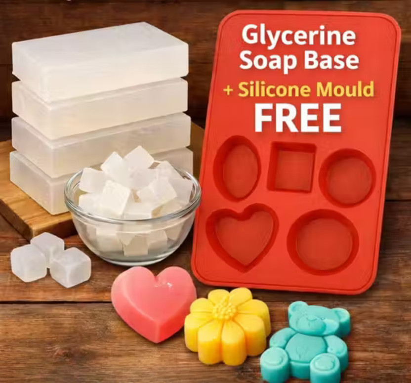 Naturiva Transparent Glycerin Soap Base Kit with Mould | Easy Melt & Pour Soap Making(250 g)