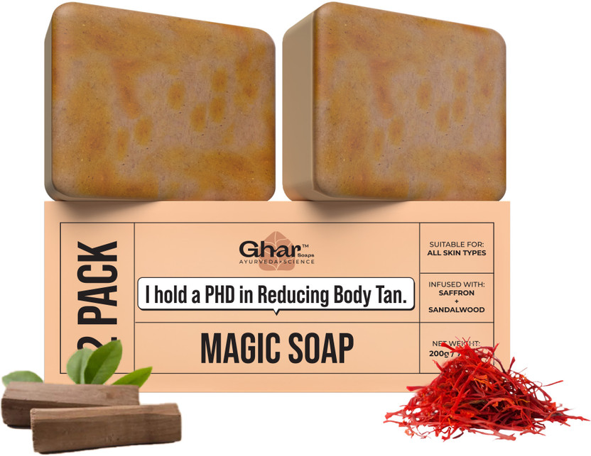 Ghar Soaps Sandal Wood And Saffron Soap For Glowing & Refreshing Skin(2 x 100 g)