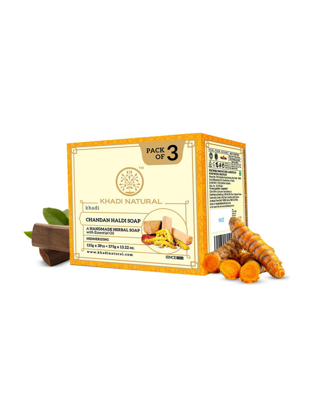 KHADI KHADI NATURAL Chandan Haldi Soap for Soft Radiant Skin|Pack of 3(375 g) - Flipkart Deal