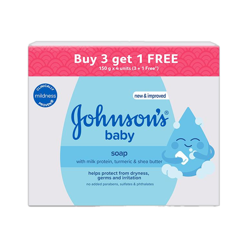 JOHNSON'S baby soap with milk protein,turmeric & shea butter(4 x 150 g)