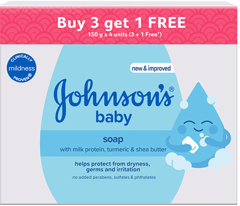 JOHNSON'S baby soap with milk protein,turmeric & shea butter(4 x 150 g)