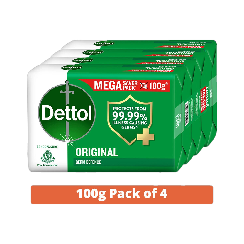 Dettol Original Bathing Soap for Men & Women, for Face, Body & Hands, Combo for Summer(4 x 100 g)