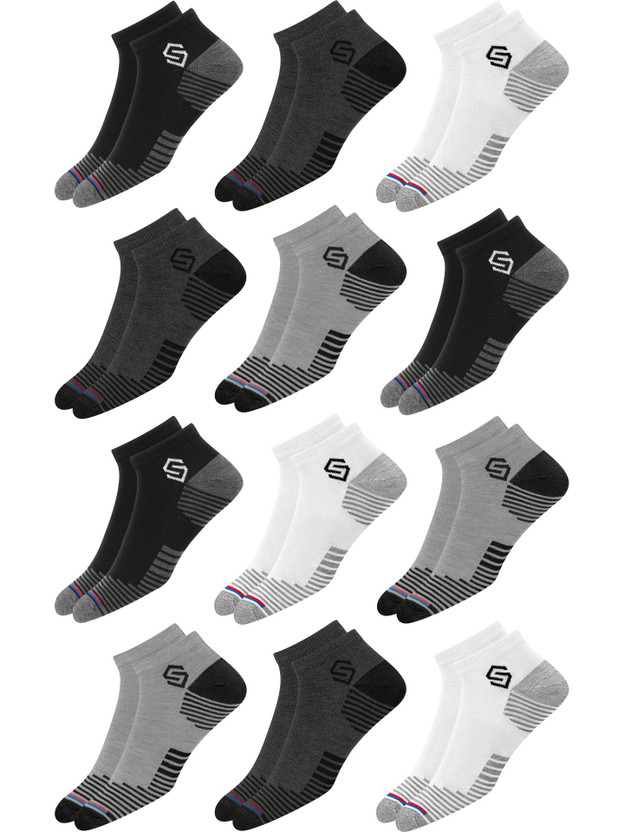 Swagr Men & Women Solid, Striped Ankle Length(Pack of 12)