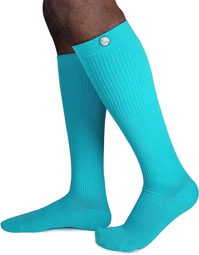KUE Graduated Compression Socks 18 - 21 mmHg for men and women, enhances blood circulation, best support for Athletic Running, Cycling. Unisex Solid Knee High