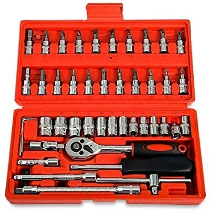 VRTREND 46pcs Professional Socket Tool Kit Set Daily Use Ready Socket Set(Pack of 1)