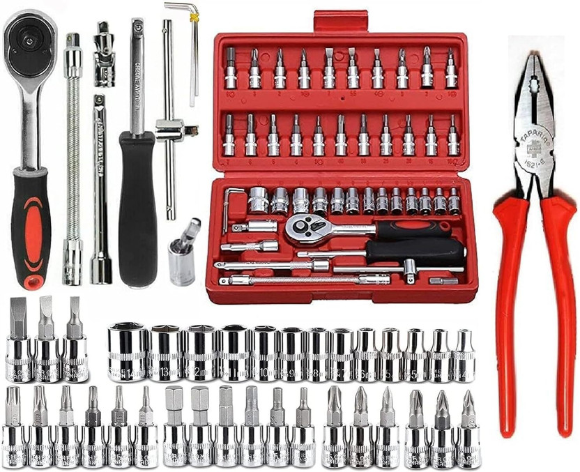 HENGLOBE 46 In 1 Pcs Tool Kit & Hand Tool Kit Hand Tool Kit Power & Hand Tool Kit(46 Tools)