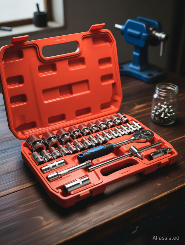 ZIODIC 32Pcs Heavy 1/2" inch Combinational Ratchet Socket Wrench Spannar Tool Goti Set Socket Set(Pack of 32)