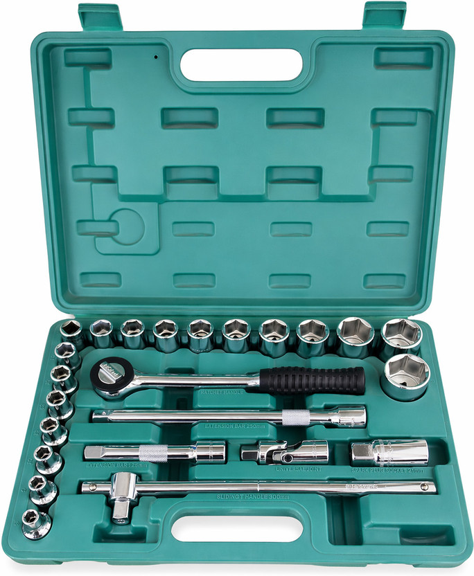 EASTMAN 1/2" SQ Socket Set, Chrome Vanadium Steel, BMC Pack, (18 Socket + 6 Accessories) Socket Set(Pack of 24)