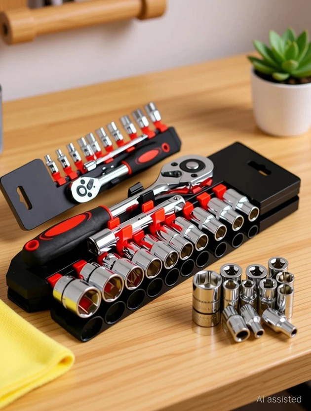 jaykart 12 Pcs 1/2 Inch Drive Hex Socket Set with Ratchet Handle for Car & Bike Socket Set(Pack of 1)