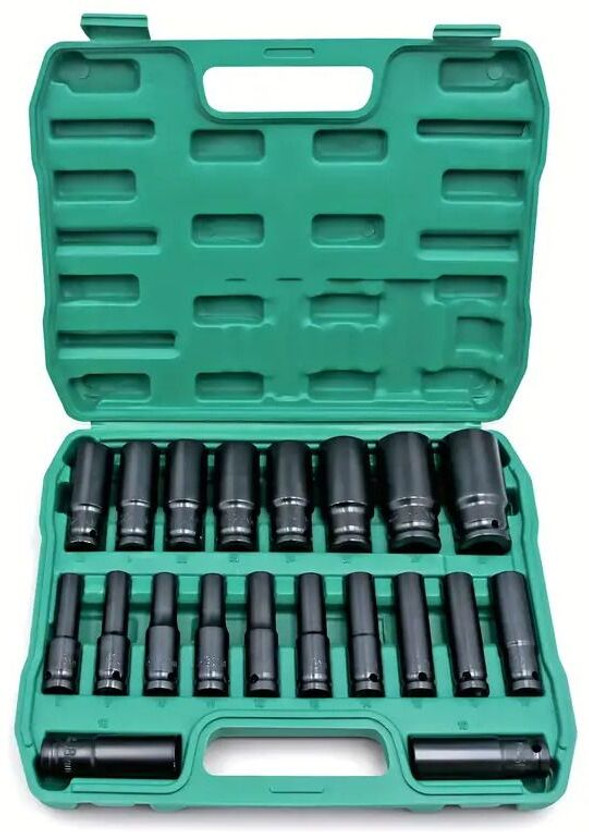 Daccfy 20 Pieces 1/2-Inch Square Drive 78mm Deep Impact Socket Hex Set Socket Set(Pack of 20)
