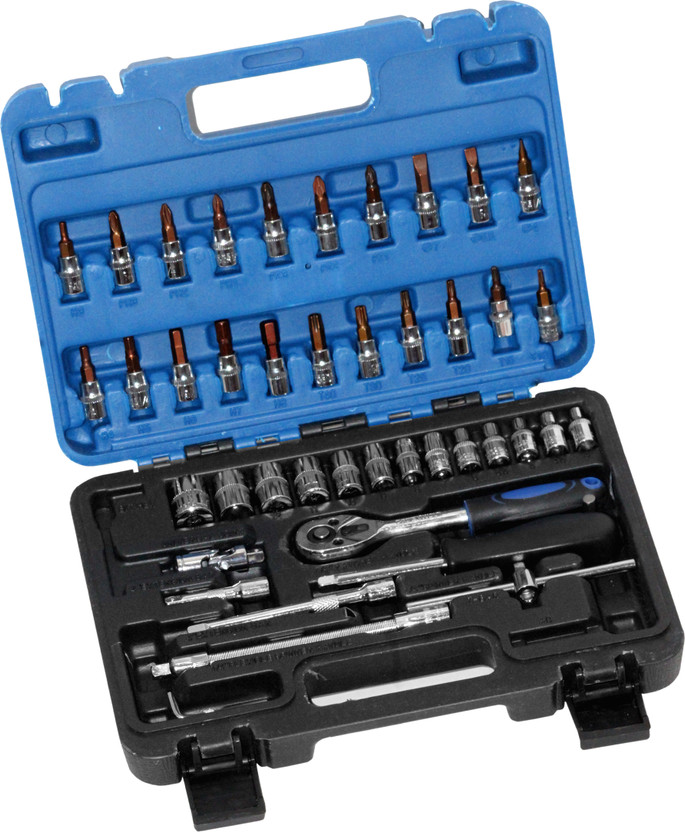 Digital Craft 46PCS 1/4 Ratchet Wrench Socket Set CR-V Tool Kit for Auto Garage Repair Box Set Socket Set(Pack of 1)