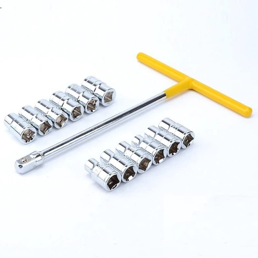 Toolihub 13 Pcs Multipurpose T-Socket Wrench Set for Automobiles/Bike/Car Socket Set(Pack of 13)