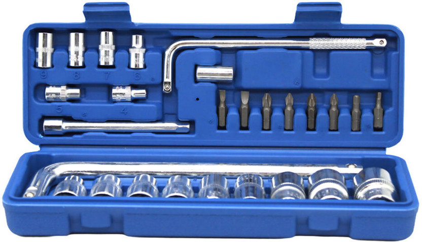 JANCOM 27PCS 1/4" & 1/2" DR. SOCKET & BIT SET Multi-Purpose Socket Wrench and Bit Tool Socket Set(Pack of 27)