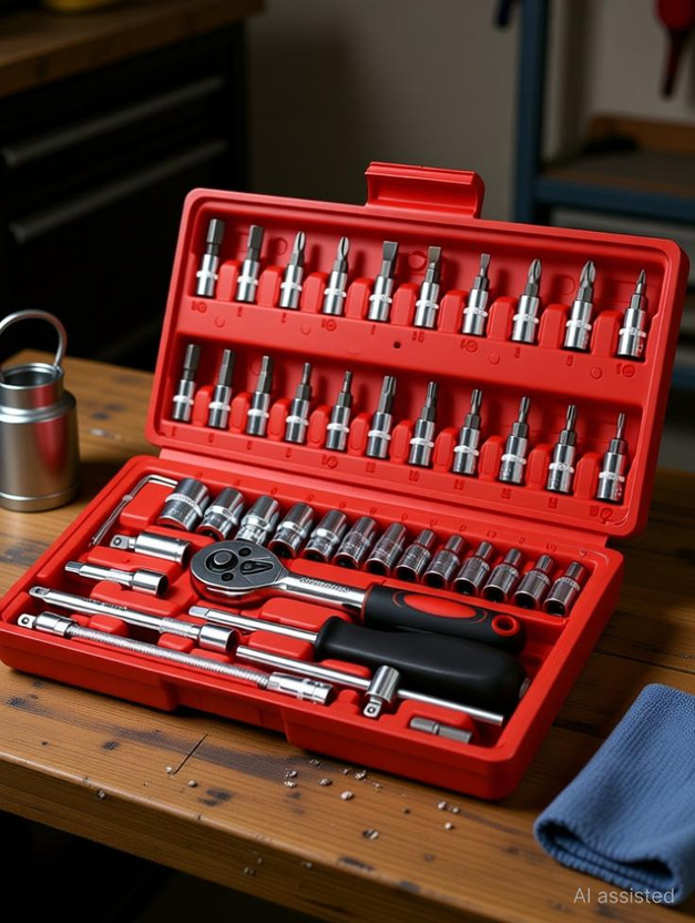 CLAXA ENTERPRISE 46 in 1 Pcs Tool Kit & Screwdriver and Socket Set Multi Purpose Combination Tool Case Precision Socket Set Socket Set(Pack of 46)