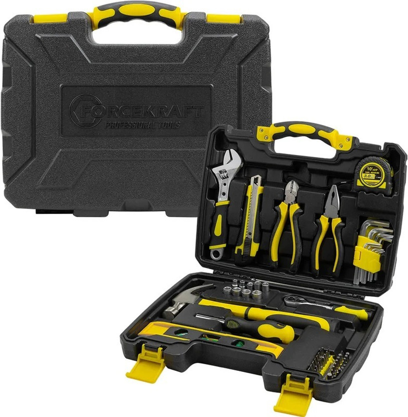 FORCEKRAFT 60 Pcs Tool Kit Set 1/4" Drive (4–13mm) | Complete & Professional Hand Tool Set Socket Set(Pack of 60)