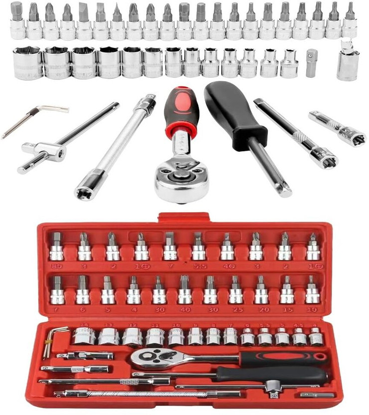VRTREND 46pcs Professional Socket Tool Kit Set Easy Packing Socket Set(Pack of 1)