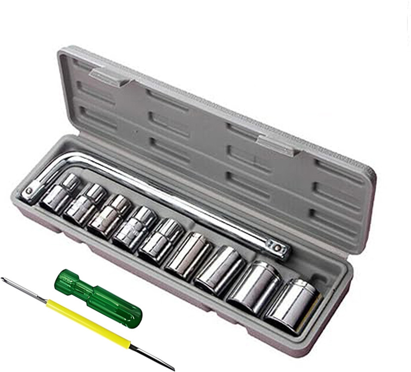 Atrocitus Socket Spannar Set with ScrewDriver & Carry Box for Car/Bike Repair Tools Kit Hand Tool Kit(11 Tools)