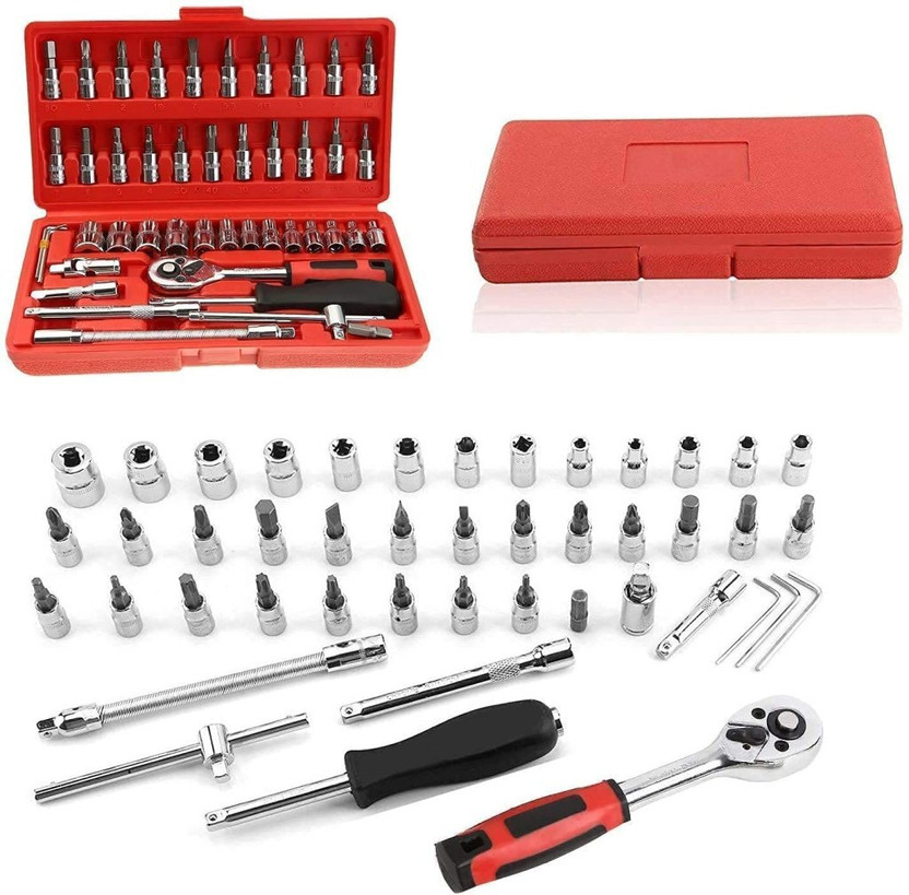 MK Online Mart 46 In 1 Pcs Tool Kit & Screwdriver and Socket Set, Hand Tool Kit Wrench Set Standard Screwdriver Set(Pack of 1)