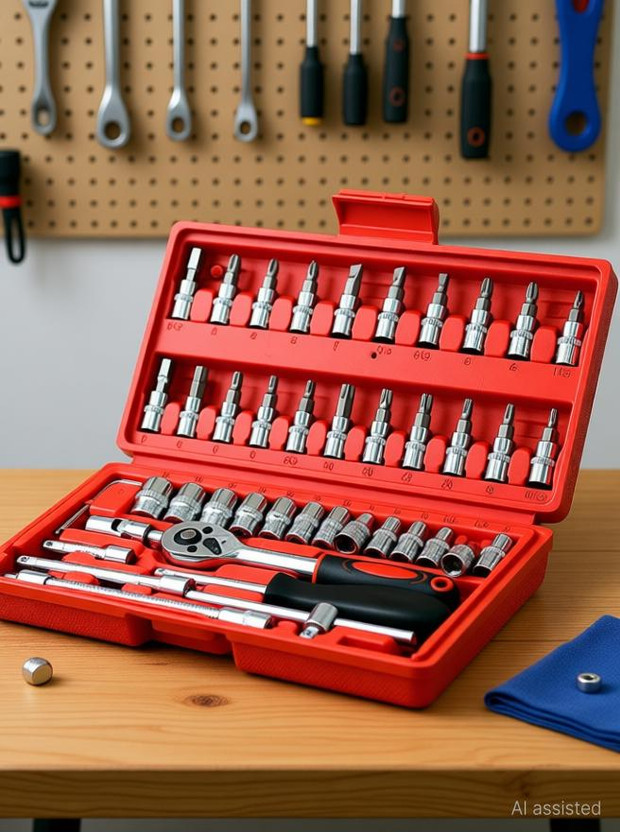 romj Toolkit 46pc red Socket Set(Pack of 1)