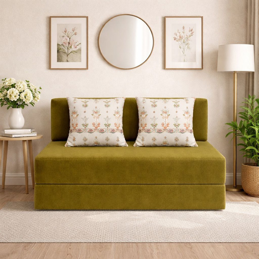 Flipkart Perfect Homes 2 Seater Sofa bed total comfort 2 Seater Double Foam Pull Out Sofa Cum Bed(Finish Color - MEHANDI Delivery Condition - Pre-assembled)
