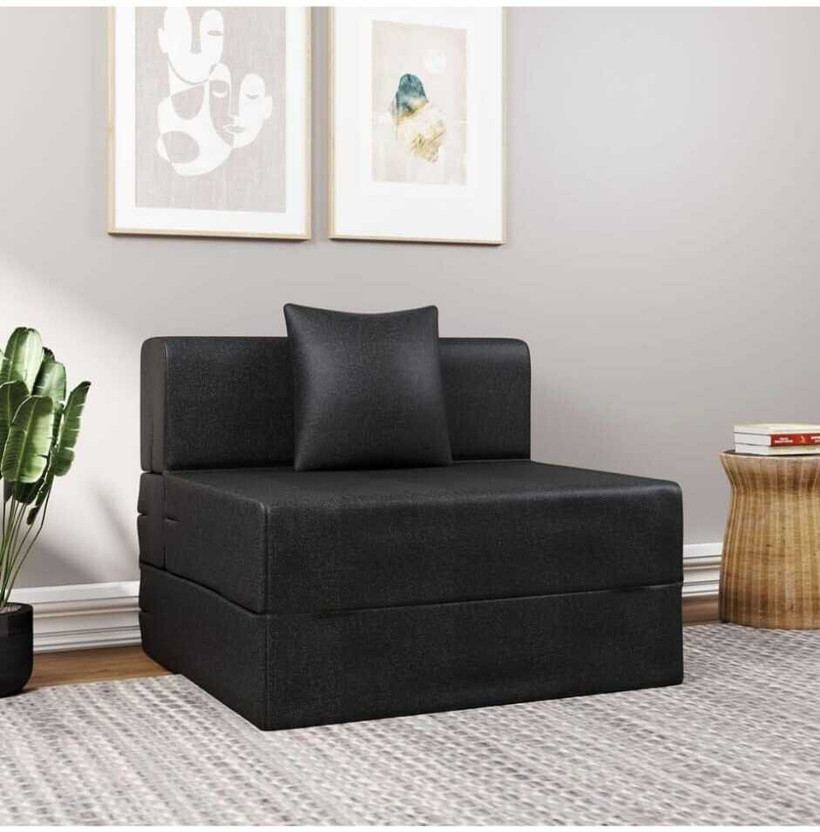 VINTIQUE DESIGNS 1 Seater Single Foam Fold Out Sofa Cum Bed(Finish Color - Black Delivery Condition - Pre-assembled)