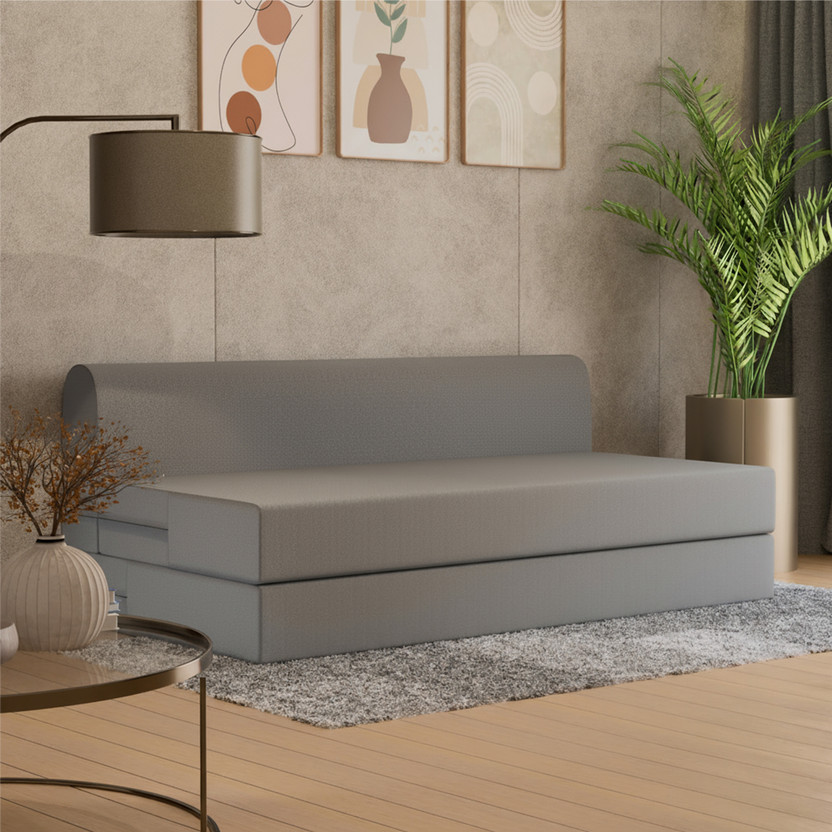 SleepyHug FoldPRO Sofa-Cum-Bed 3 Seater Double Foam Fold Out Sofa Cum Bed(Finish Color - Grey Delivery Condition - Pre-assembled)
