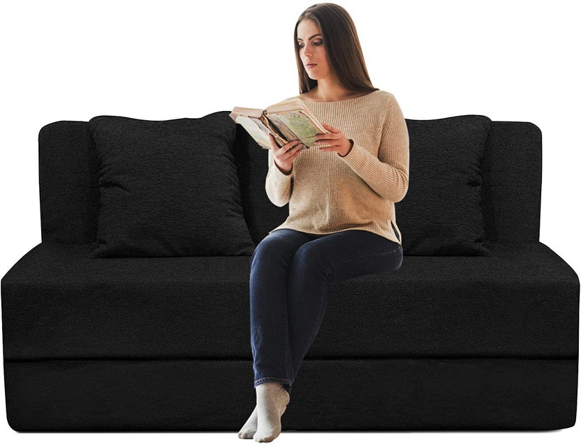 Chilli Billi 2 Seater Single Foam Fold Out Sofa Cum Bed(Finish Color - Grey Delivery Condition - Pre-assembled)