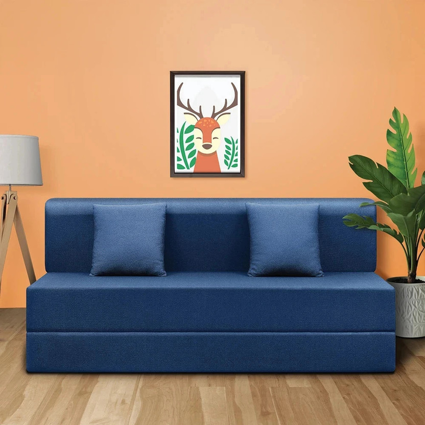 Sleepyhead Sleepyhead Napster Designed by Duroflex - 3 Seater Foldable Sofa Bed with 2 Cushions 3 Seater Double Fold Out Sofa Cum Bed(Finish Color - Indigo Blue Delivery Condition - DIY(Do-It-Yourself)) - Flipkart Deal