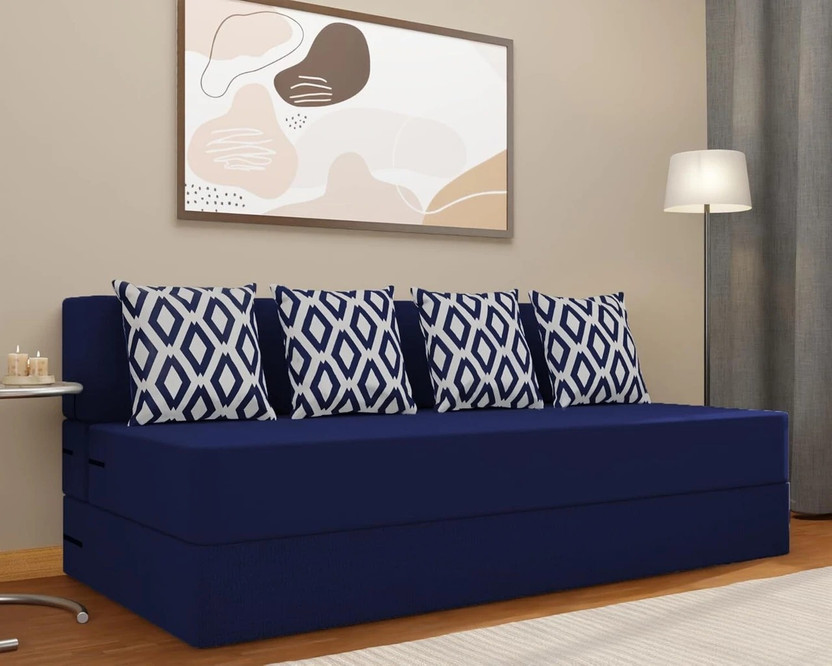 Shyam Shyam Arts 4 Seater Double Foam Fold Out Sofa Cum Bed(Finish Color - Blue Delivery Condition - Pre-assembled) - Flipkart Deal