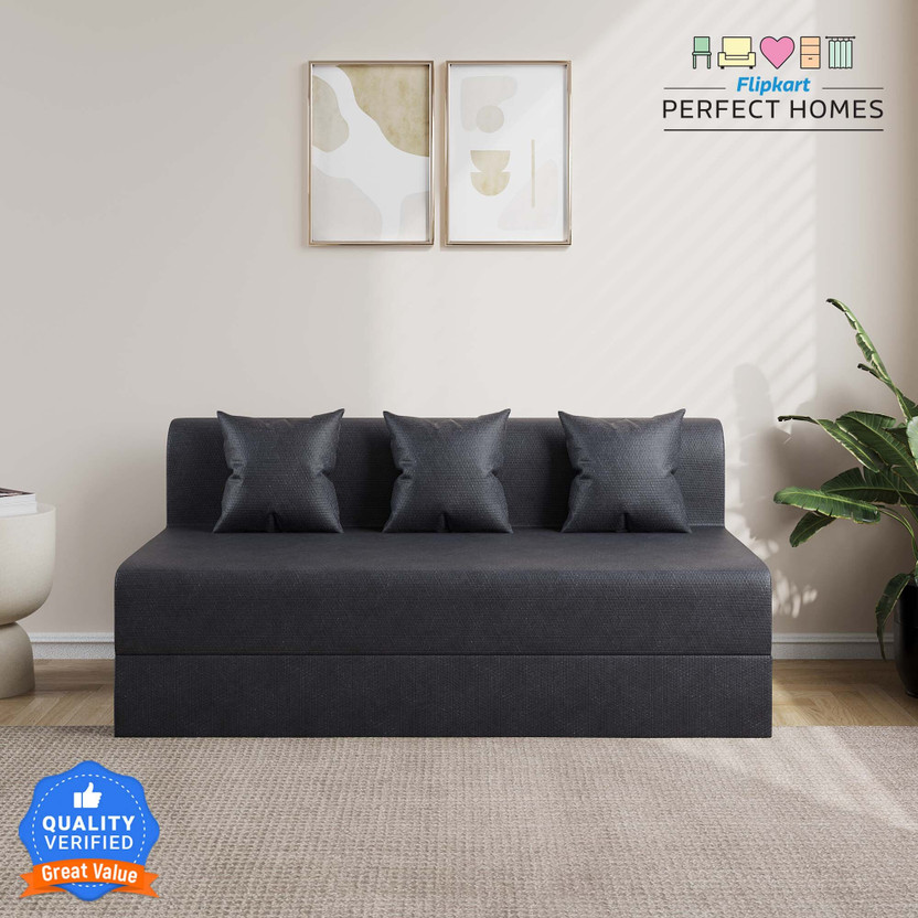Flipkart Perfect Homes 3 Seater Double Foam Fold Out Sofa Cum Bed(Finish Color - Black Delivery Condition - Pre-assembled)