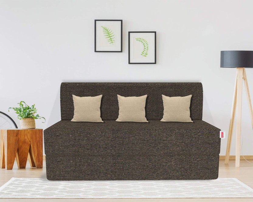 USHA SHRIRAM Folding 4 Seater Double Foam Fold Out Sofa Cum Bed(Finish Color - Brown Delivery Condition - DIY(Do-It-Yourself))