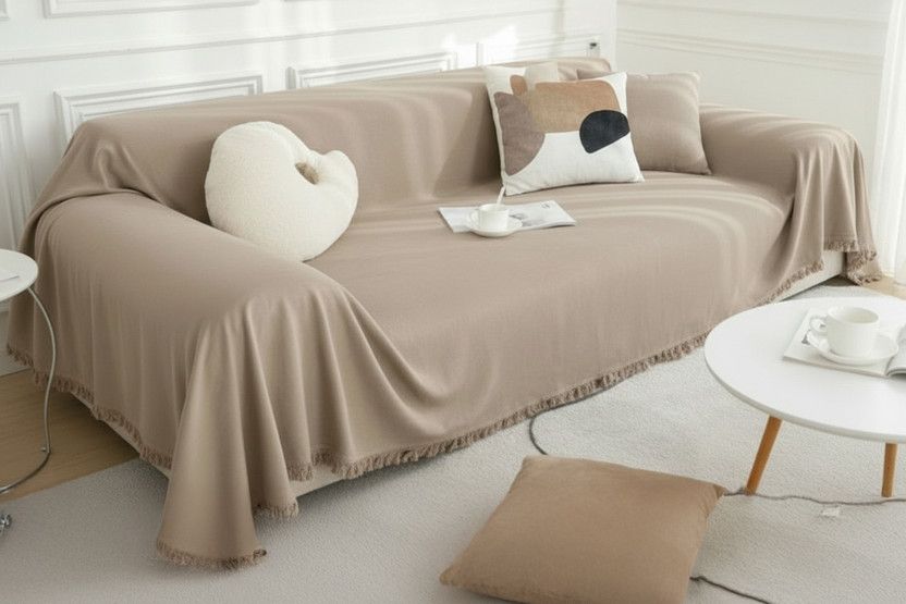 The The Furnishing Tree Sofa_3S_Throw_15_LightGrey 3 Seater Light Grey Sofa Cover Sofa Fabric(3 Seater Reversible Chenille Sofa Cover 1.8 m) - Flipkart Deal