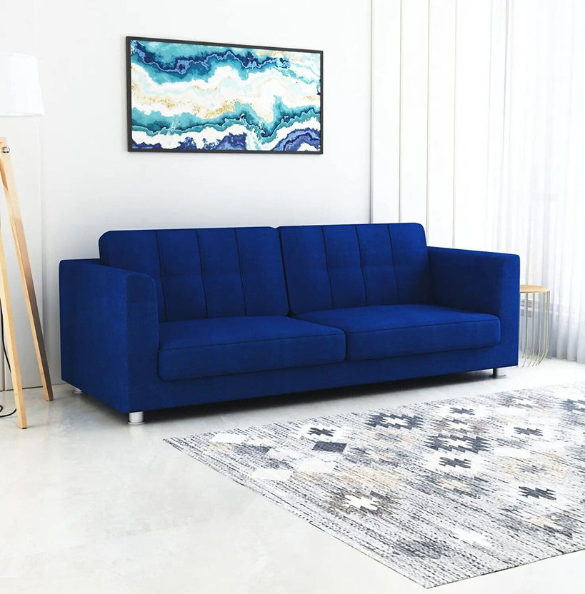 Ganpati Arts Italian Three Seater Fabric Sofa for Living Room Fabric 3 Seater  Sofa(Finish Color - Blue Molphino, Pre-assembled)
