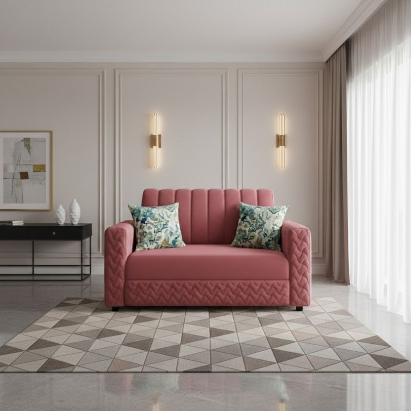 WAKESURE Premium Quality Velvet Fabric 2 Seater  Sofa(Finish Color - Copper Rose, DIY(Do-It-Yourself))