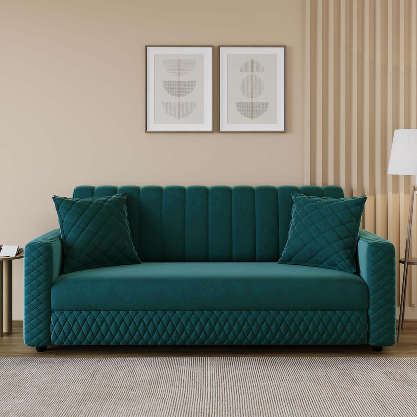 RM RM HOME Oliver Fabric 3 Seater  Sofa(Finish Color - Dark Teal, DIY(Do-It-Yourself)) - Flipkart Deal