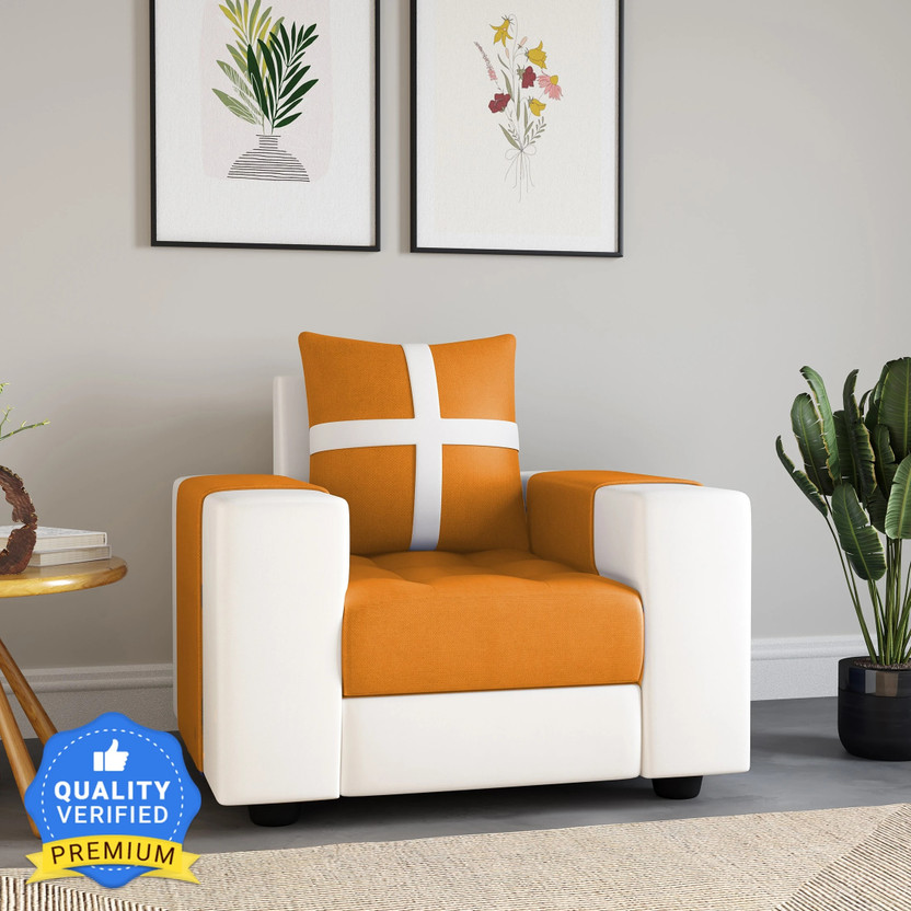 Torque Jamestown One Seater Fabric Couch for Living Room , Bedroom & Office Fabric 1 Seater  Sofa(Finish Color - Orange, DIY(Do-It-Yourself))
