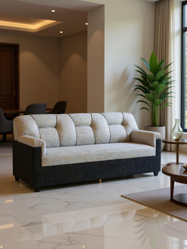 Fusion Furniture Factory 105 Fabric 5 Seater  Sofa(Finish Color - Dark and light grey, DIY(Do-It-Yourself))