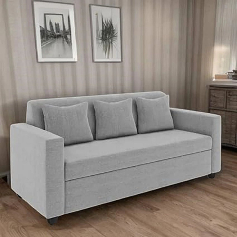 LIVEWELL Premium Quality Jute Fabric 3 Seater  Sofa(Finish Color - Light Grey, DIY(Do-It-Yourself))
