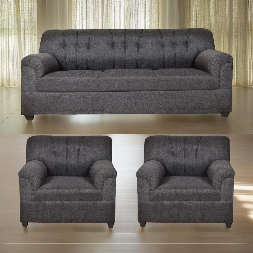 Fusion Furniture Factory Deno Fabric 5 Seater  Sofa(Finish Color - Grey, DIY(Do-It-Yourself))
