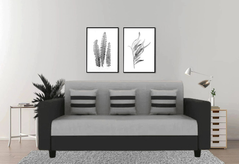 sugandha Premium Quality Jute Fabric 3 Seater  Sofa(Finish Color - Gery Black, DIY(Do-It-Yourself))