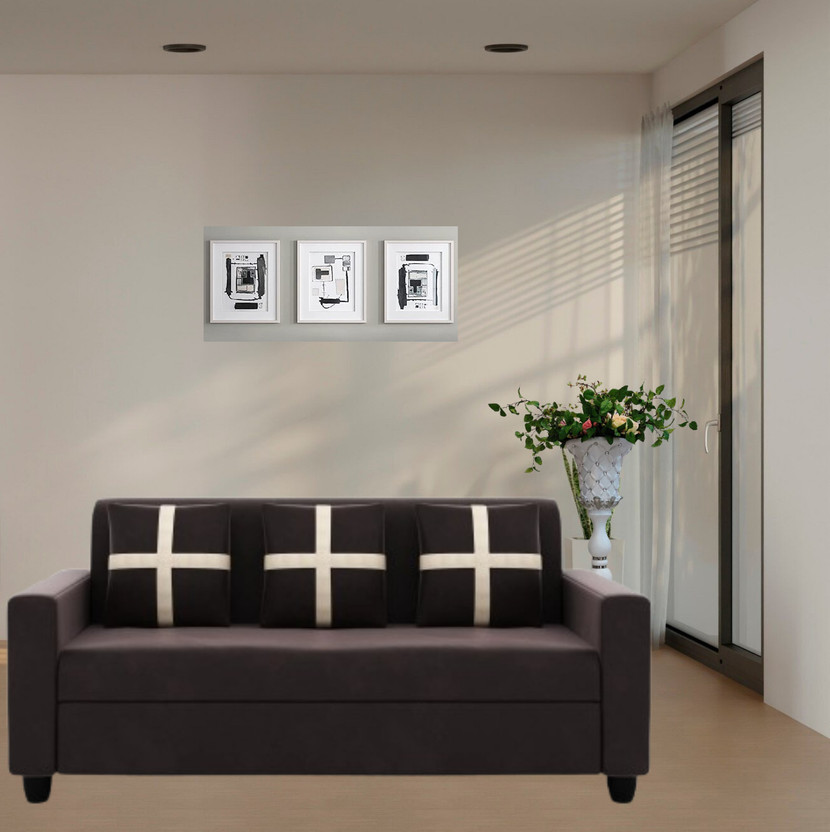 LIVEWELL Premium Quality Velvet Fabric 3 Seater  Sofa(Finish Color - Brown, DIY(Do-It-Yourself))