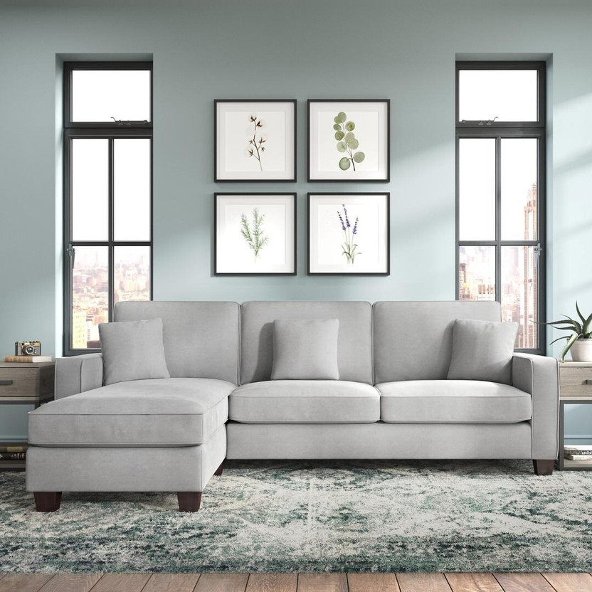 Torque Moscow 4 Seater Mini L Shape Fabric Sofa For Living Room - (Left Side,Grey) Fabric 4 Seater  Sofa(Finish Color - Grey, DIY(Do-It-Yourself))