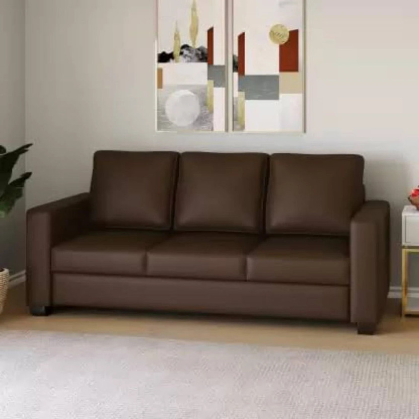 WESTIDO WESTIDO Orlando Leatherette 3 Seater  Sofa(Finish Color - Brown, DIY(Do-It-Yourself)) - Flipkart Deal